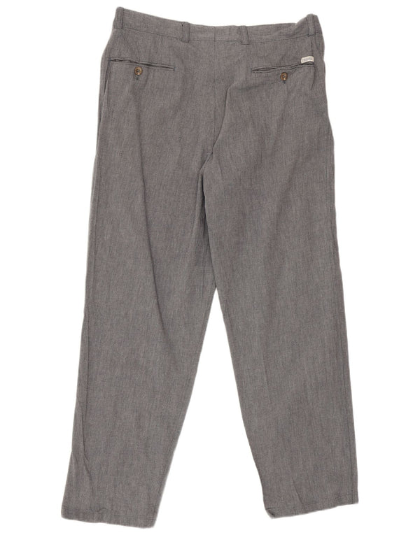 Calça masculina Trussardi de terno reto IT 50 grande W34 L28 algodão cinza