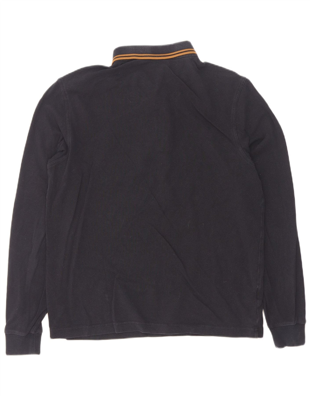 Camisa polo masculina de manga comprida Fred Perry de algodão listrado azul marinho médio