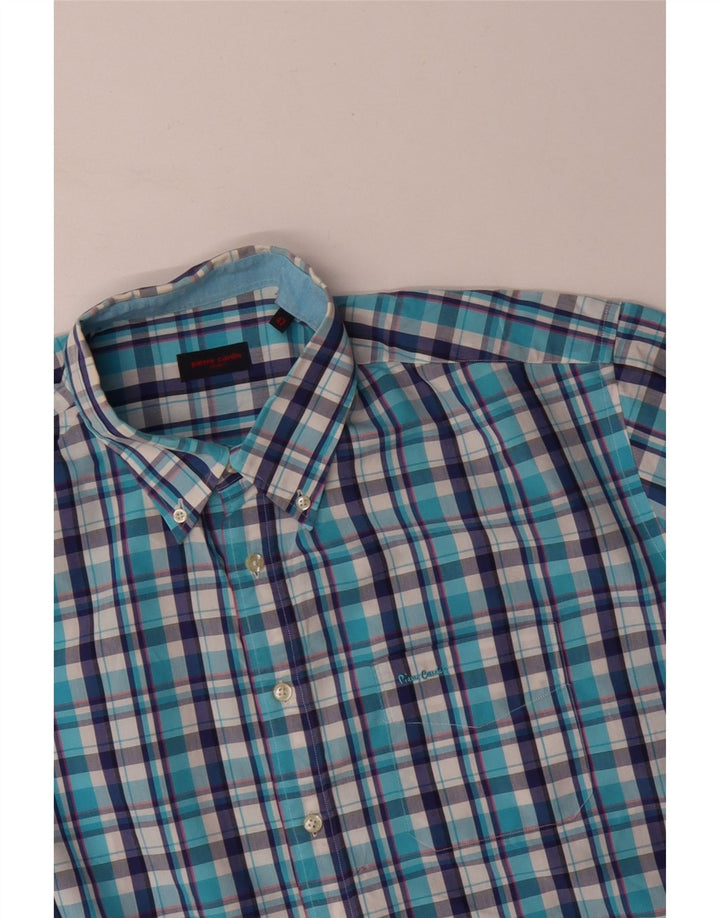 Camisa masculina PIERRE CARDIN tamanho 47 2XL xadrez azul