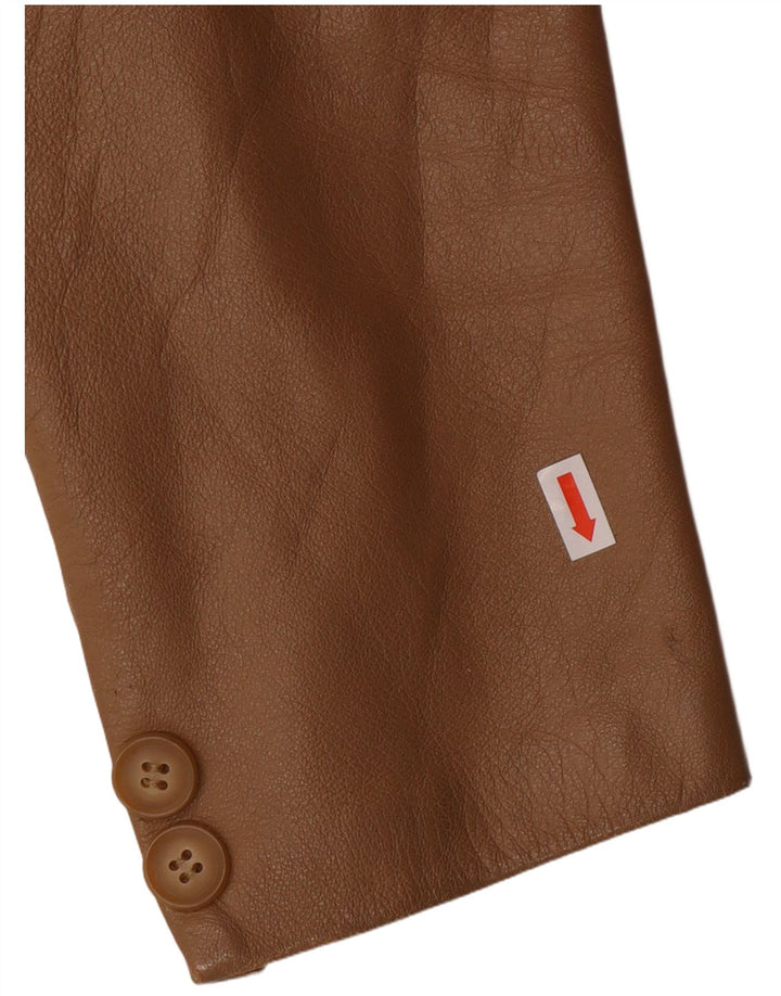 Jaqueta blazer feminina vintage com 2 botões IT 44 couro bege médio clássico