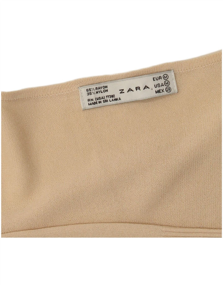 Zara Womens Wrap Cardigan Top Reino Unido 12 Médio Bege Rayon