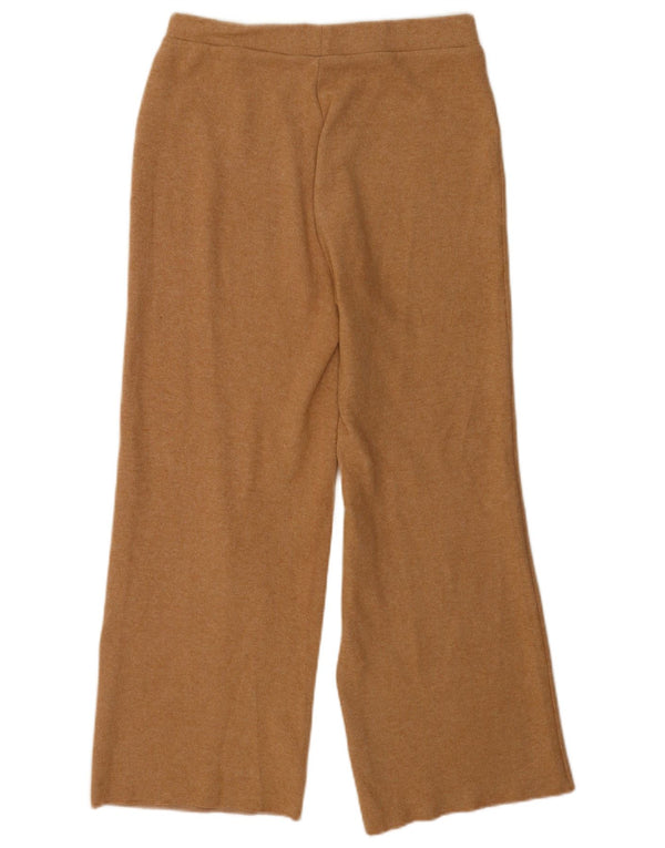 Calça feminina Zara tricotada reta casual médio W28 L25 marrom poliéster