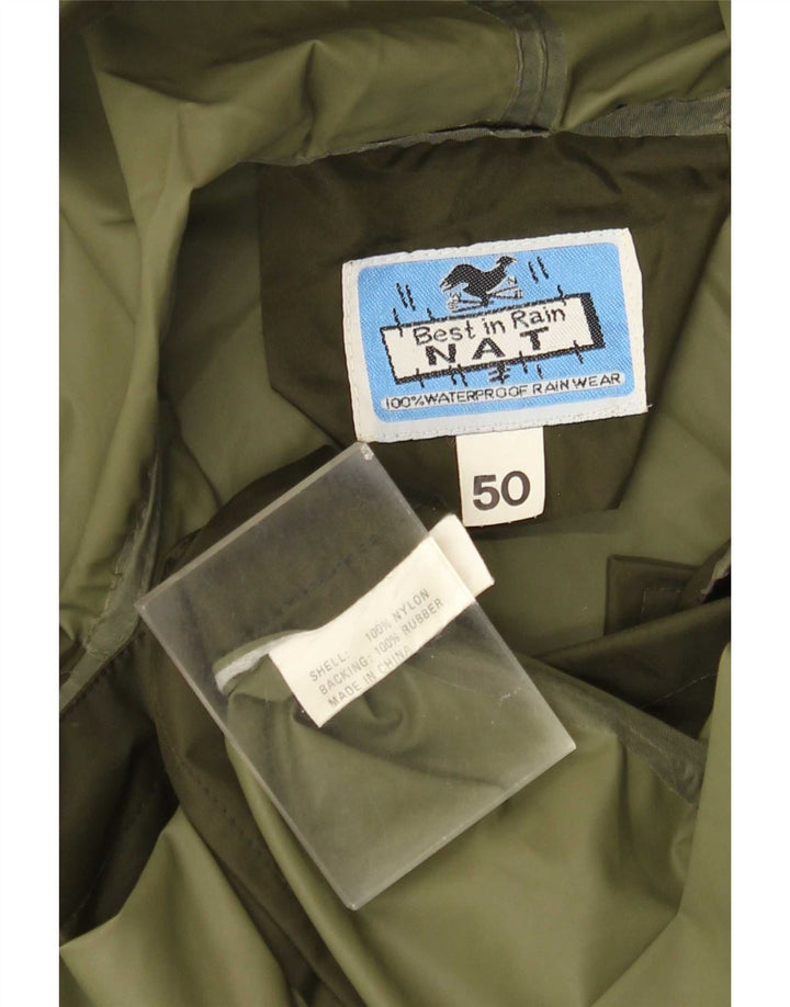 Jaqueta de chuva masculina vintage com capuz IT 50 grande cáqui nylon