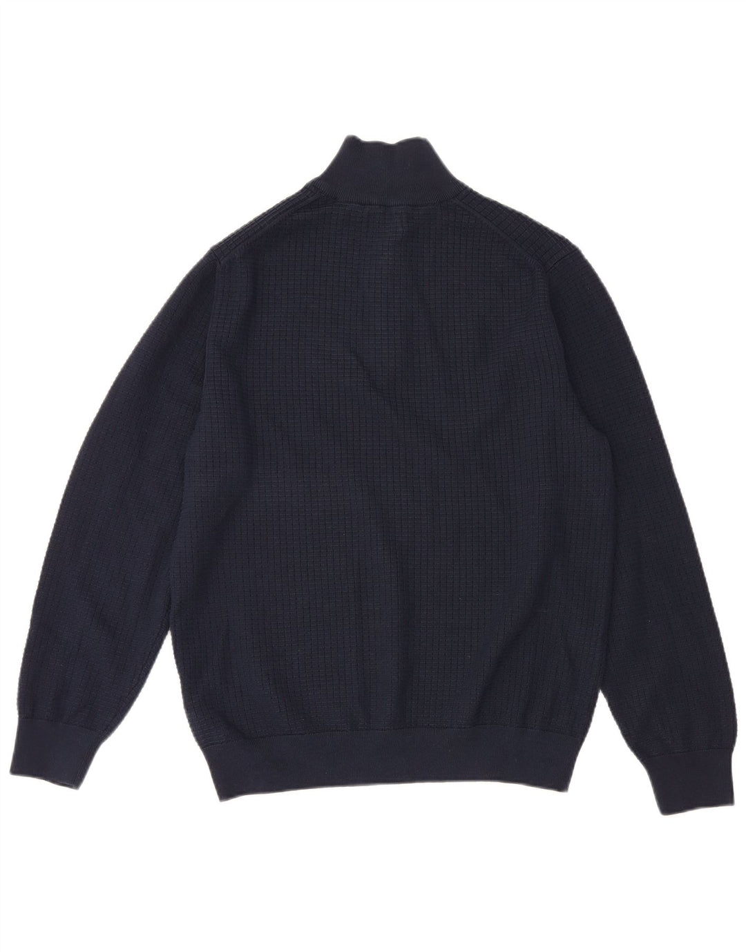 Suéter masculino Gant com zíper e gola grande de algodão azul marinho