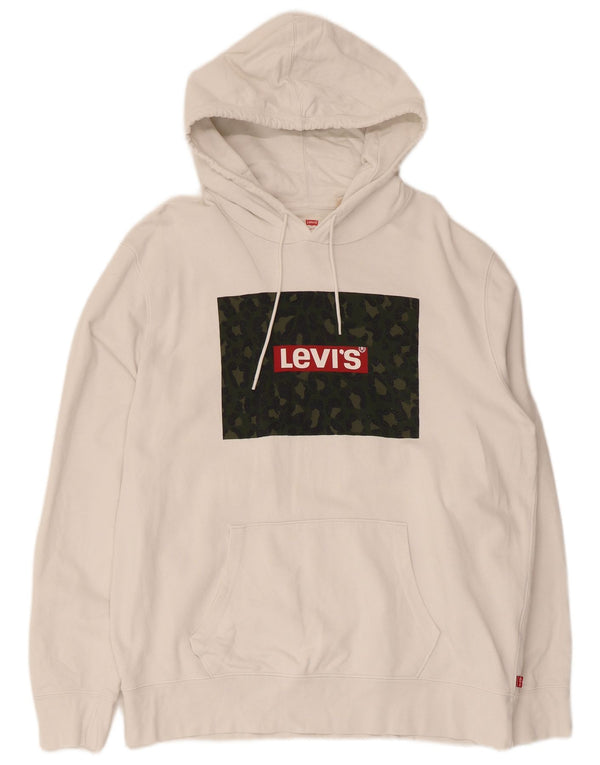 Suéter com capuz gráfico feminino Levi's UK 14 grande estampa animal branca