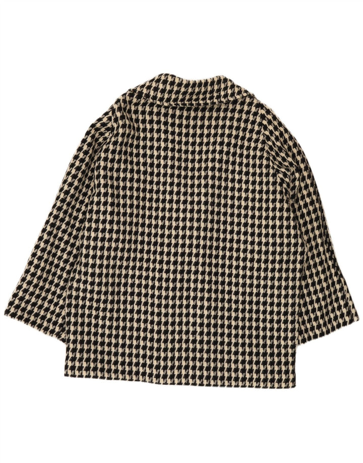 Jaqueta blazer feminina VINTAGE de grandes dimensões UK 20 2XL preta Houndstooth