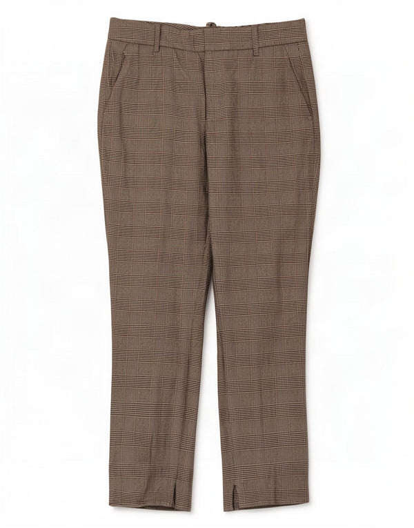 Zara Calça Chino Feminina Slim EU 36 XS W30 L28 Cinza Xadrez