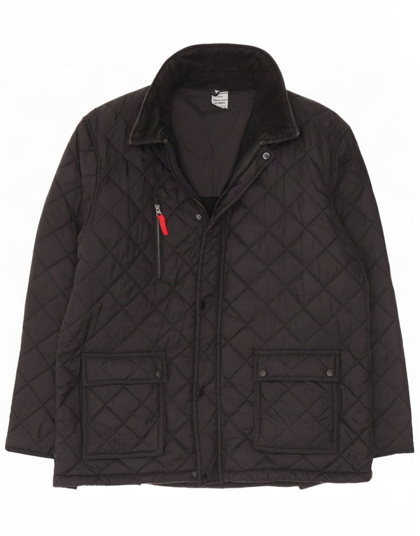 Jaqueta acolchoada masculina vintage UK 42 XL preto nylon