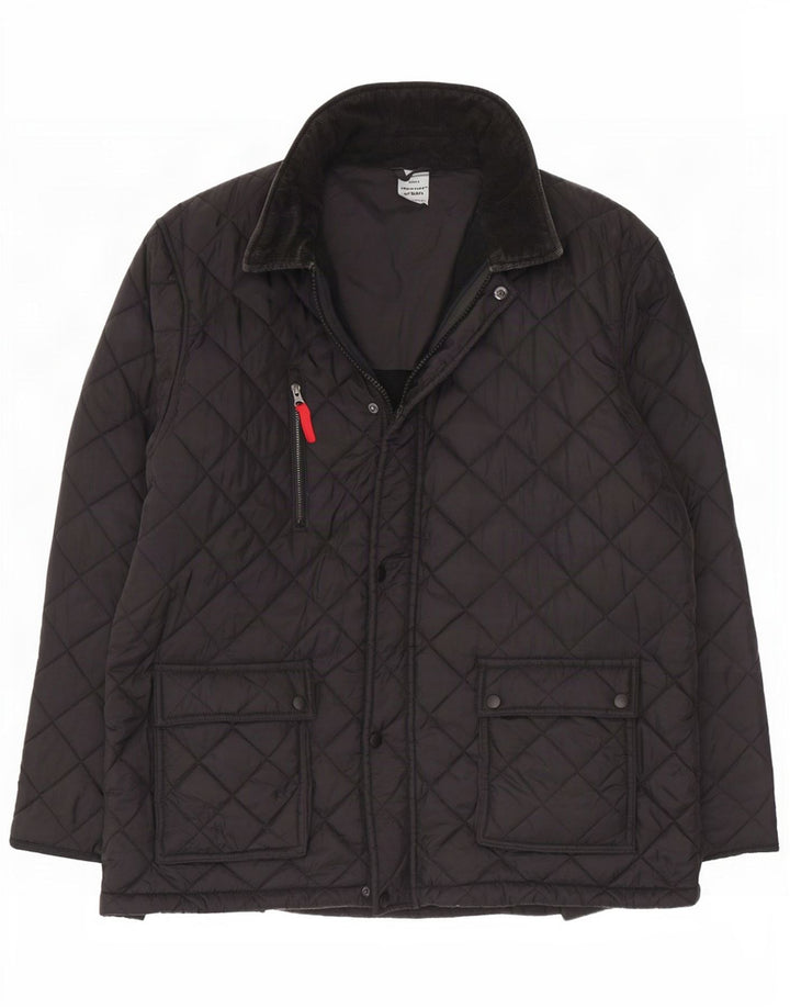 Jaqueta acolchoada masculina vintage UK 42 XL preto nylon