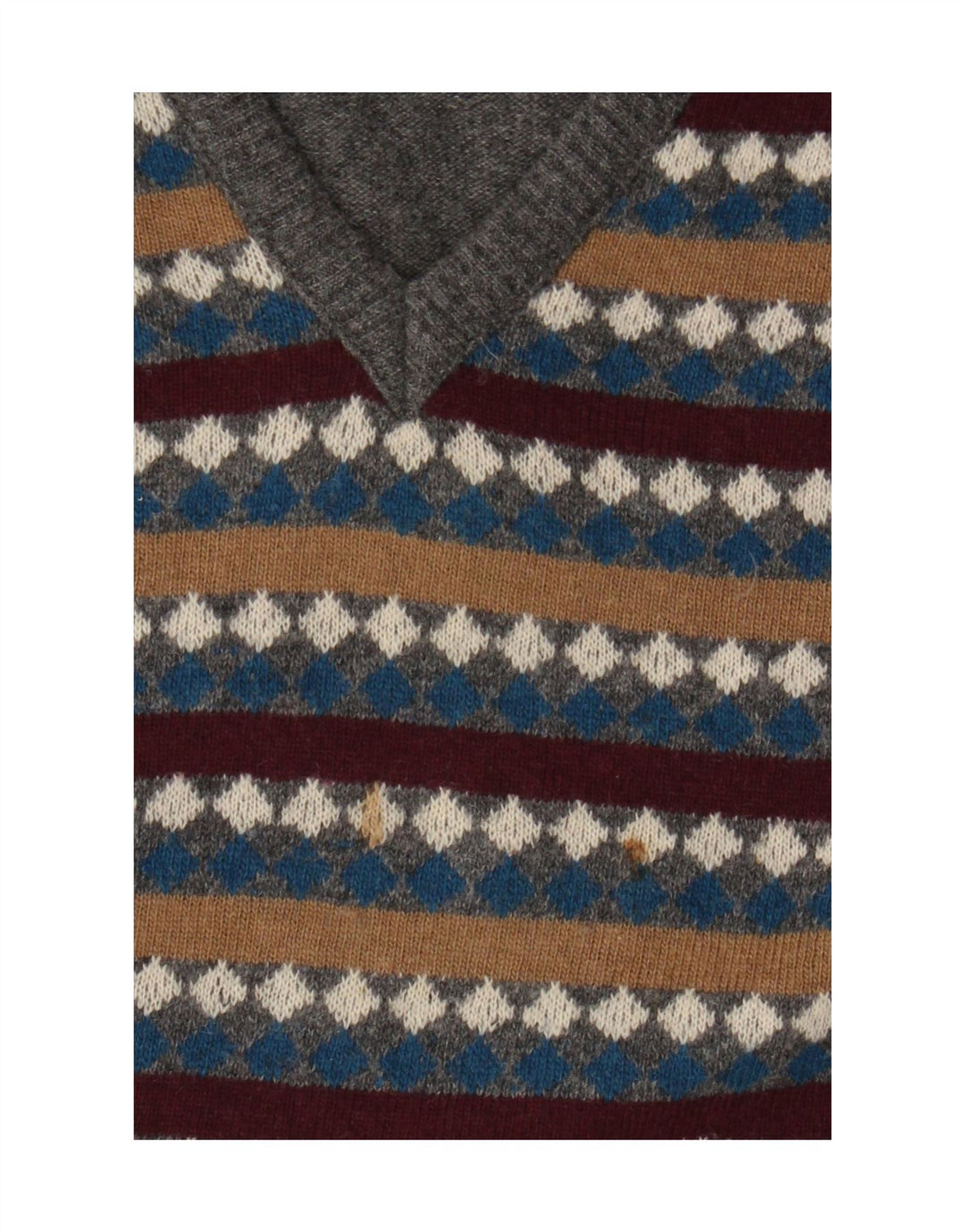 Suéter masculino Carrera com decote em V grande lã listrada cinza