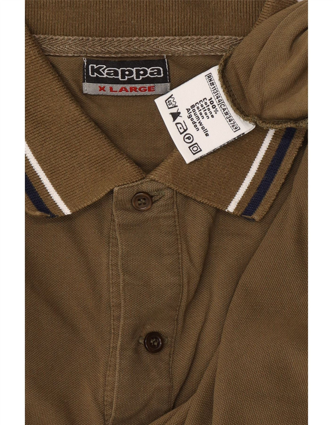 KAPPA Mens Long Sleeve Polo Shirt XL Khaki Cotton Vintage Kappa and Second-Hand Kappa from Messina Hembry 