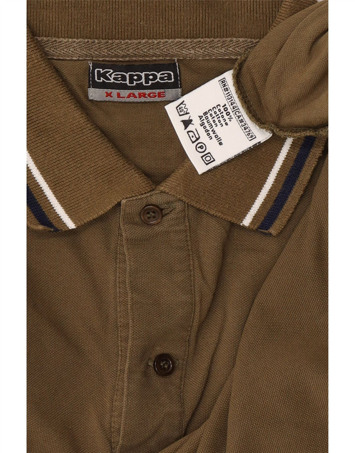 KAPPA Mens Long Sleeve Polo Shirt XL Khaki Cotton Vintage Kappa and Second-Hand Kappa from Messina Hembry 