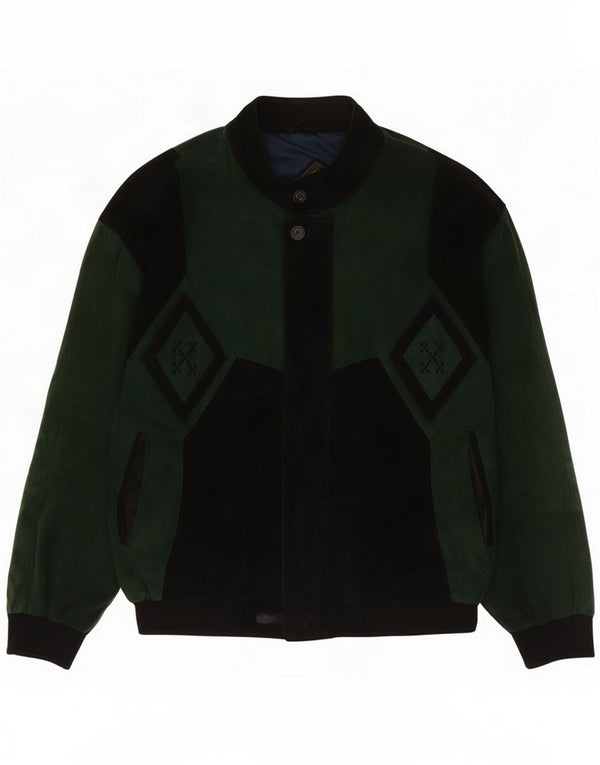 Jaqueta masculina de camurça Spieth & Wensky IT 54 2XL couro colorblock verde