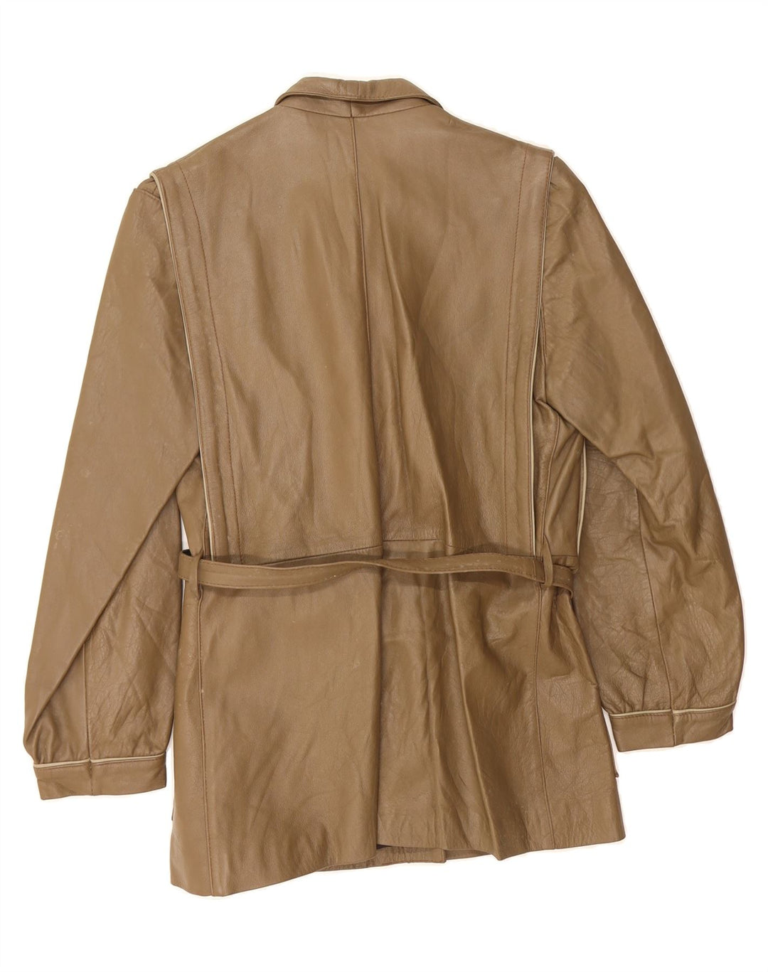 VINTAGE Womens Leather Jacket IT 44 Medium Beige Vintage Vintage and Second-Hand Vintage from Messina Hembry 