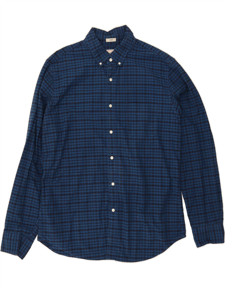 J. CREW Mens Slim Shirt Large Blue Check Cotton Vintage J. Crew and Second-Hand J. Crew from Messina Hembry 