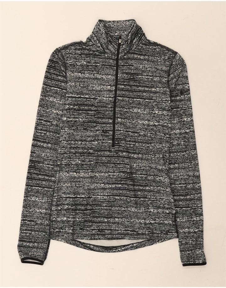 Top masculino Nike com zíper e manga comprida em poliéster manchado cinza pequeno