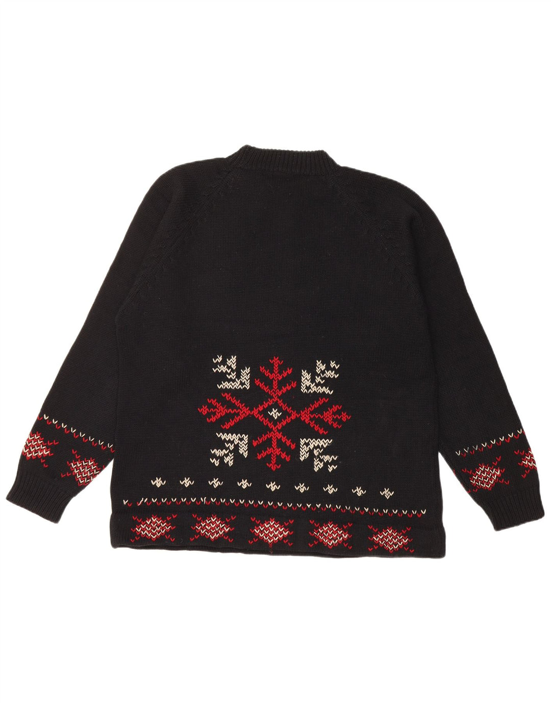 Suéter vintage masculino com gola tartaruga médio preto Fair Isle Christmas