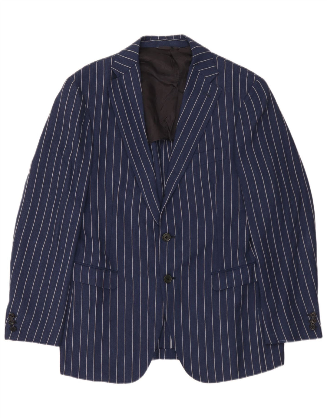 Jaqueta blazer masculina Burberry com 2 botões IT 48 lã listrada azul marinho médio