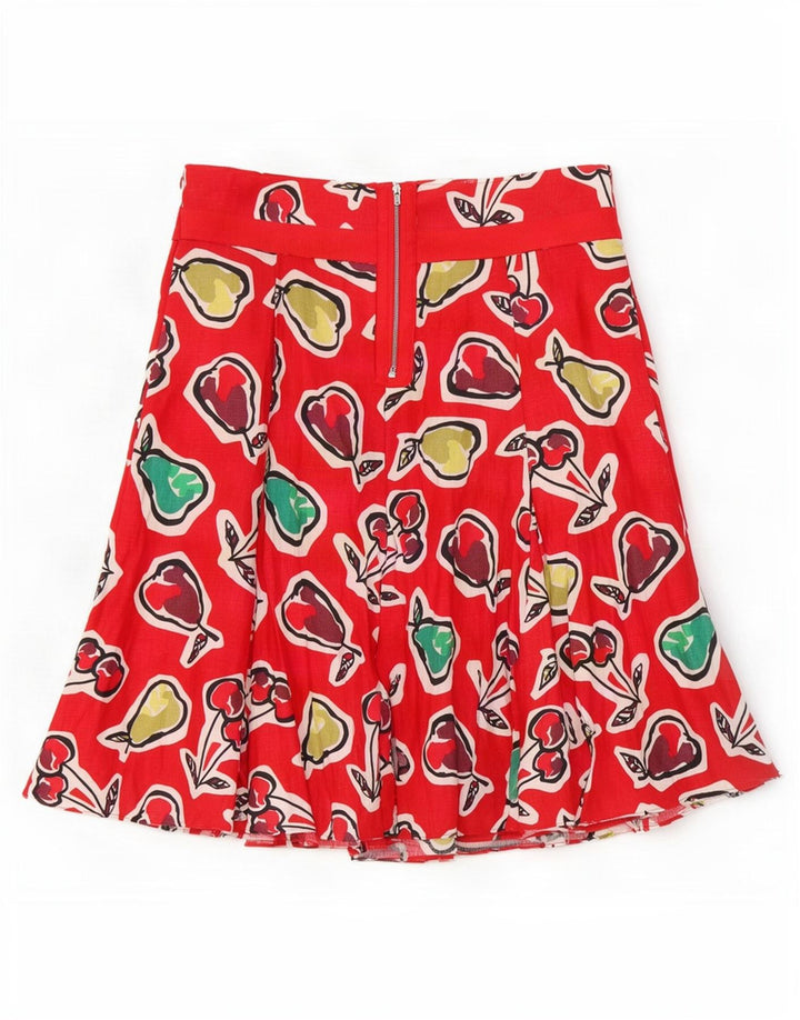 Saia feminina Hobbs com estampa A-Line Reino Unido 12 médio W32 linho vermelho