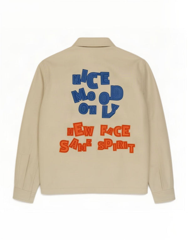 Zara Jaqueta bomber masculina gráfica de couro sintético Reino Unido 36 pequena off white