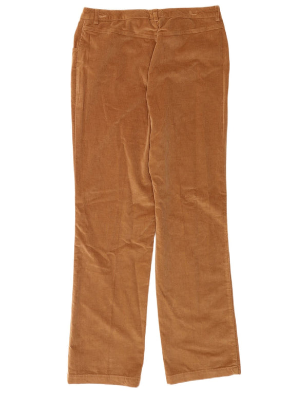 Calça feminina reta de veludo Brooks Brothers EUA 12 grande W32 L32 bege