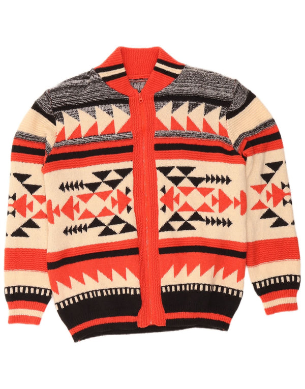 Suéter vintage masculino cardigan grande poliéster geométrico multicolorido