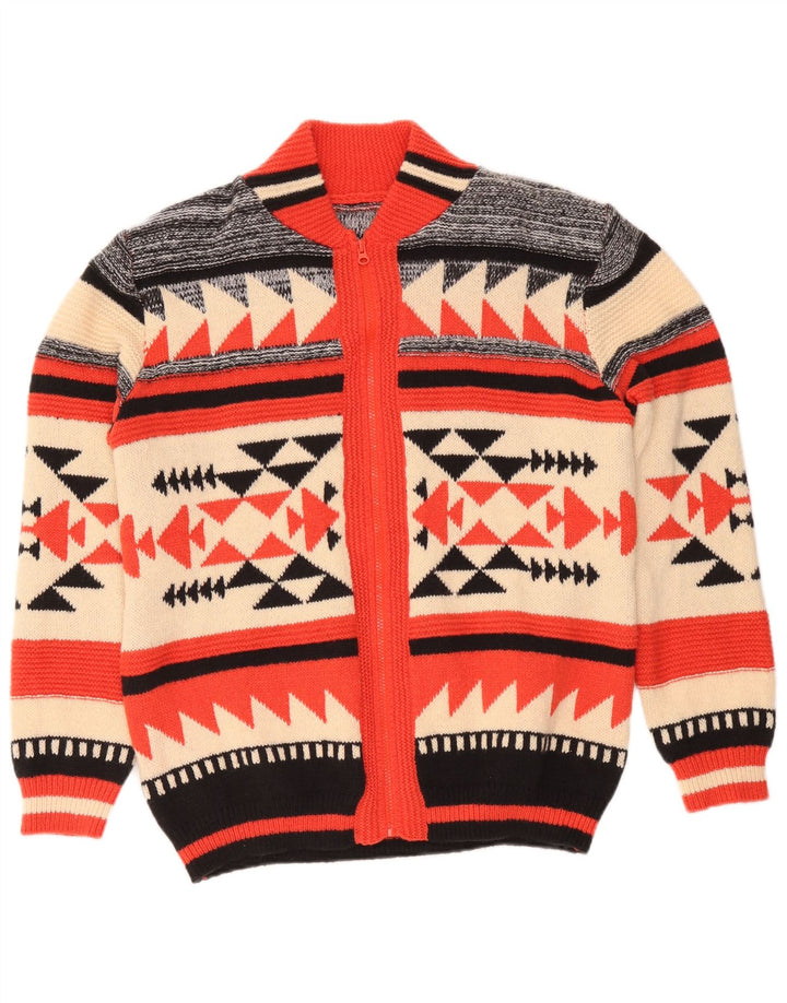 Suéter vintage masculino cardigan grande poliéster geométrico multicolorido