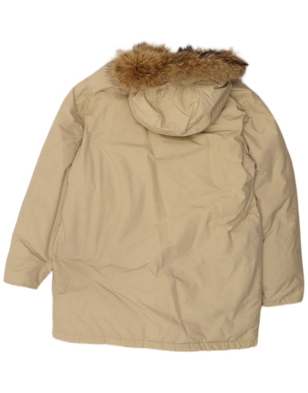 Jaqueta masculina acolchoada com capuz Woolrich UK 42 XL algodão bege