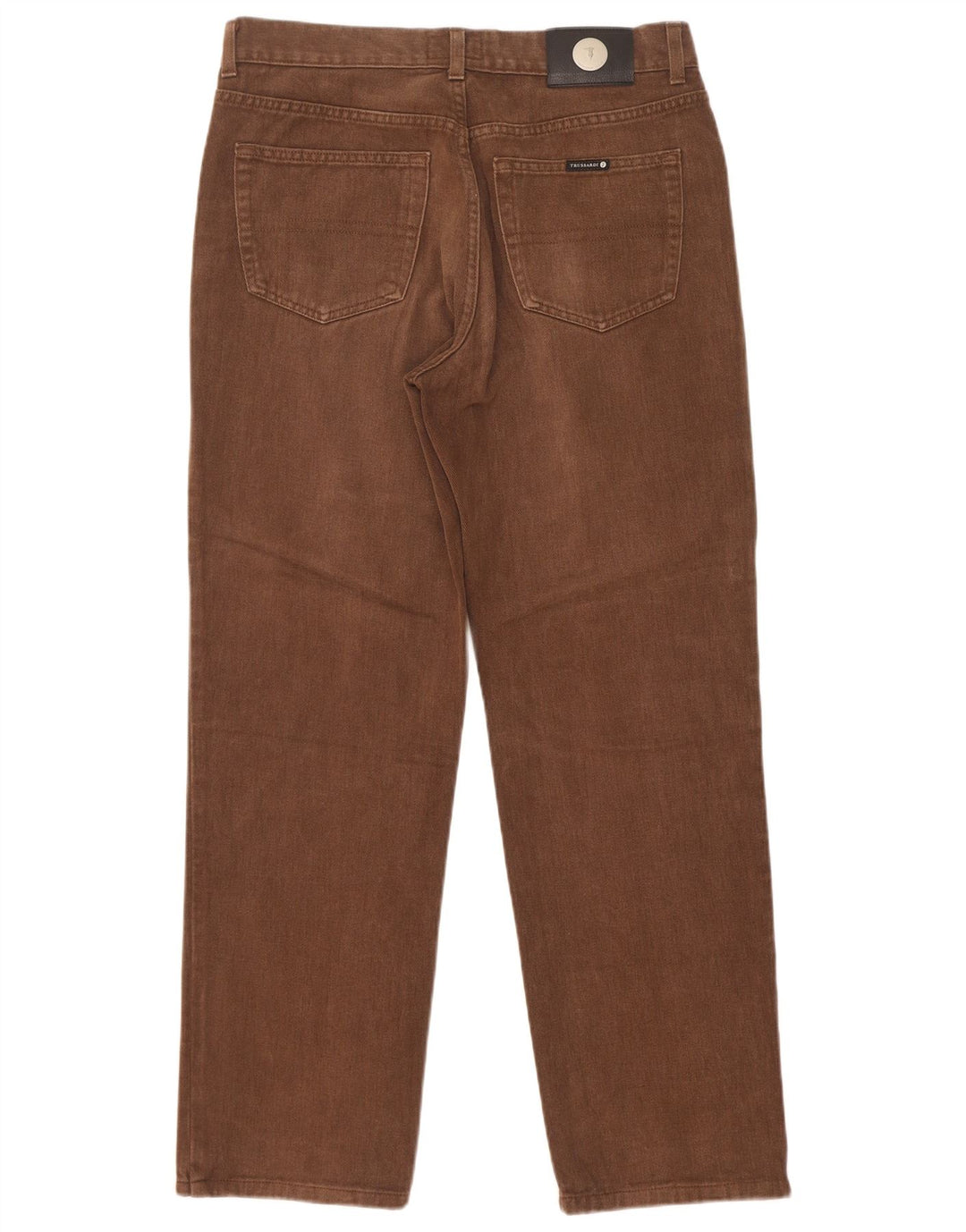 Trussardi Calça jeans reta masculina W33 L30 algodão marrom