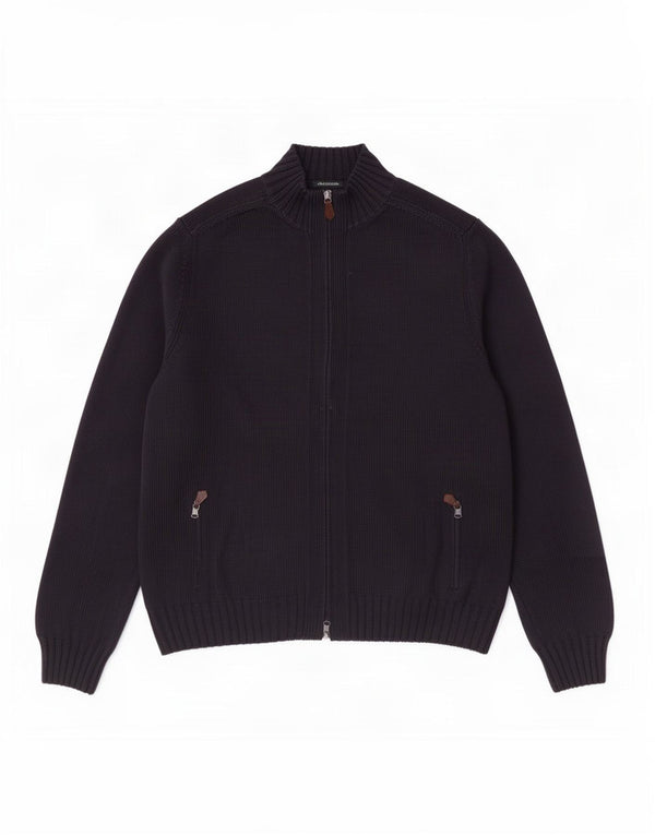 Suéter cardigã masculino Massimo Dutti 2XL algodão azul marinho