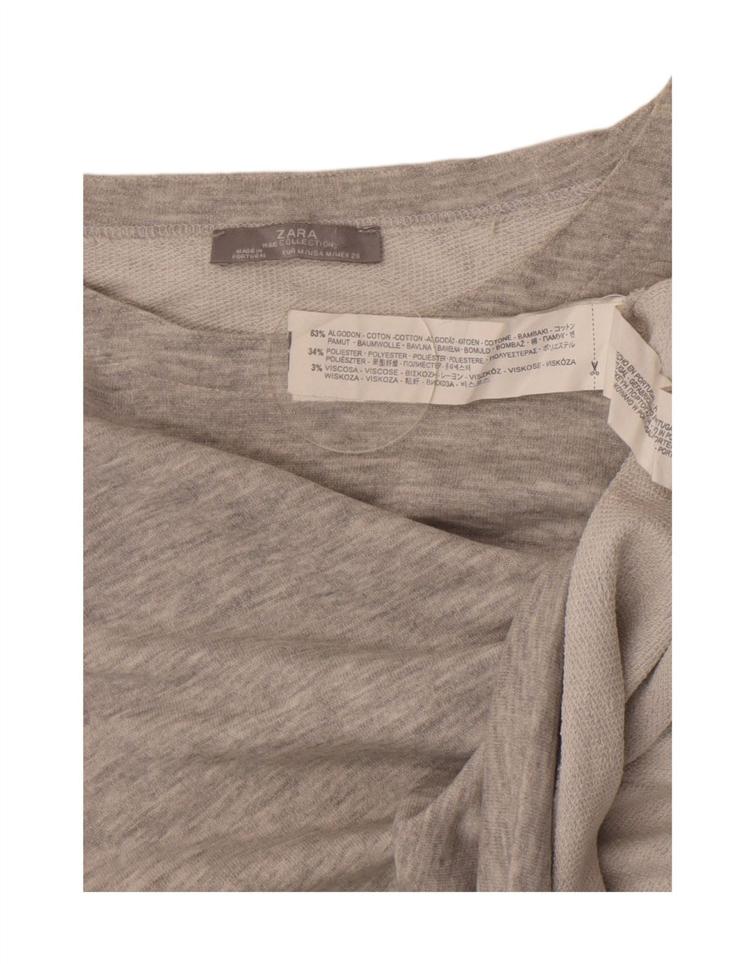 Moletom Zara feminino cropped UK 12 algodão manchado cinza médio