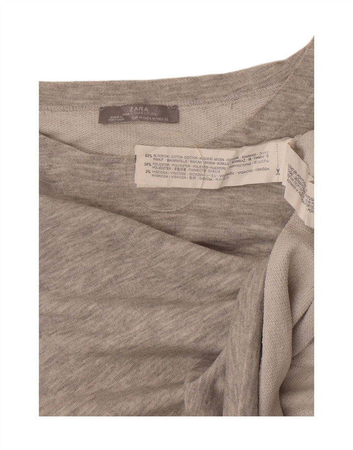 Moletom Zara feminino cropped UK 12 algodão manchado cinza médio