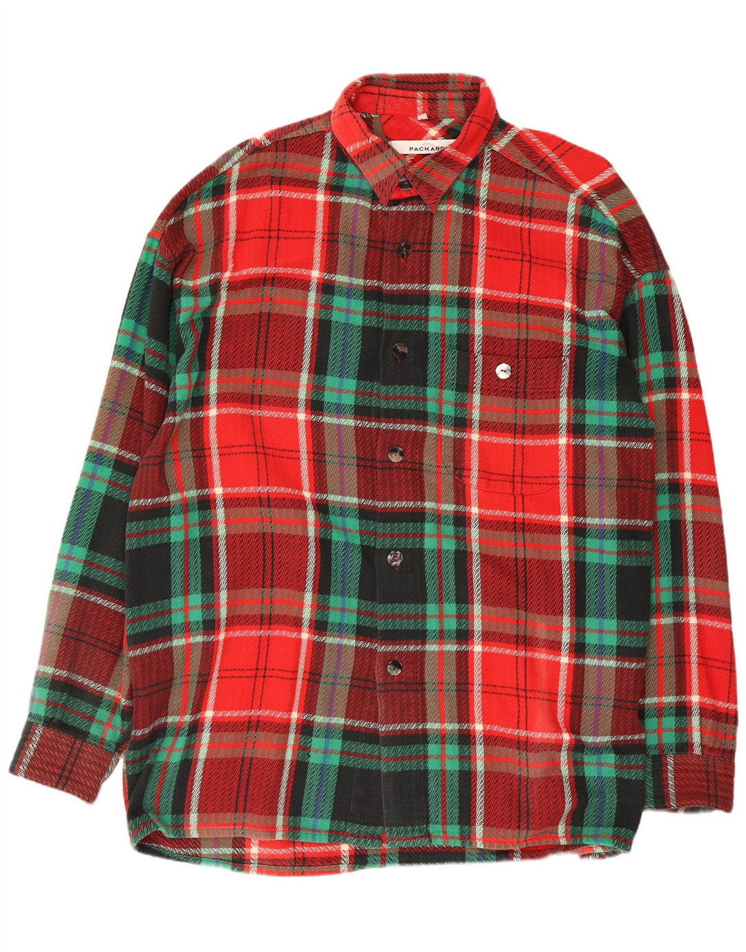 Camisa masculina de flanela Packard grande algodão xadrez vermelho