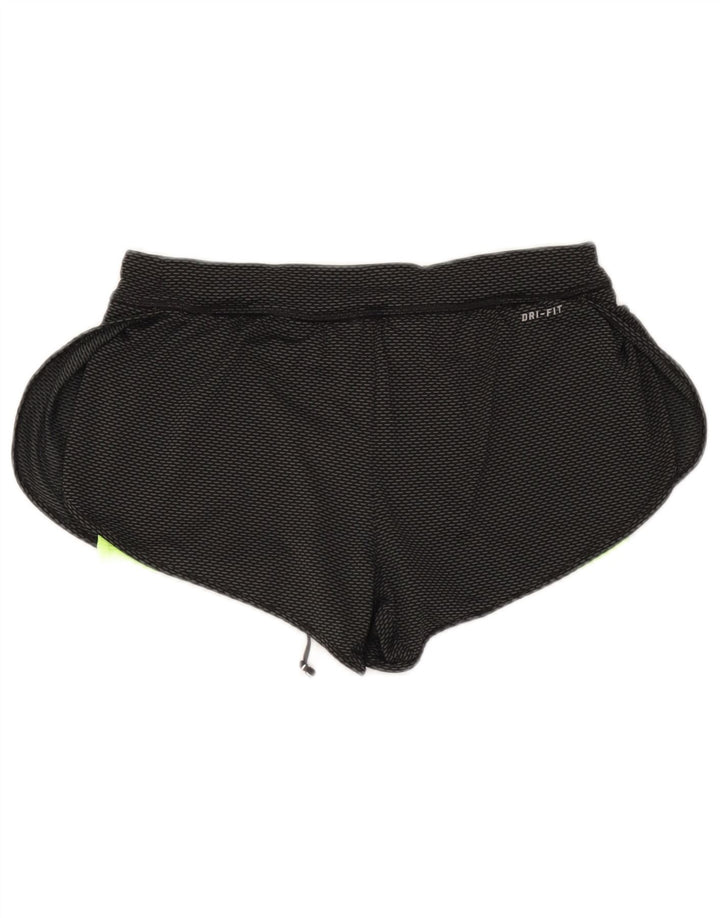Shorts esportivos femininos Nike Dri Fit UK 8 pequenos poliéster preto