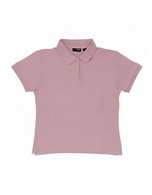 Camisa polo feminina Fila UK 16 grande algodão rosa