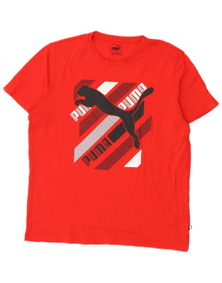 Puma Mens Graphic T-Shirt Top Grande Algodão Vermelho