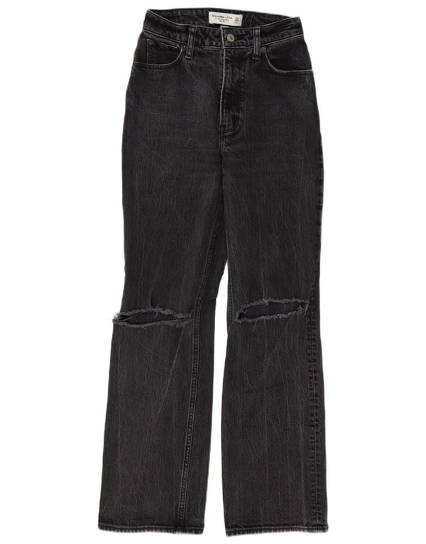 Calça jeans feminina Abercrombie & Fitch desgastada solta W23 L29 cinza anos 90