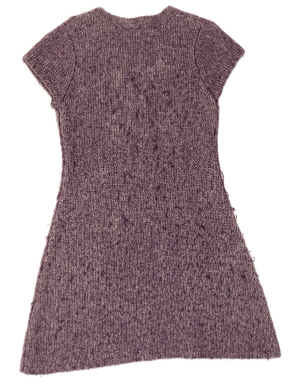 Vestido jumper feminino de mangas curtas White Stuff Reino Unido 14 médio roxo manchado
