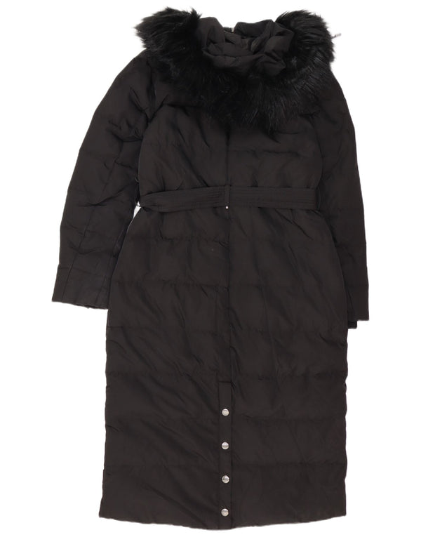 Casaco acolchoado grande com capuz feminino Phase Eight Reino Unido 12 médio preto
