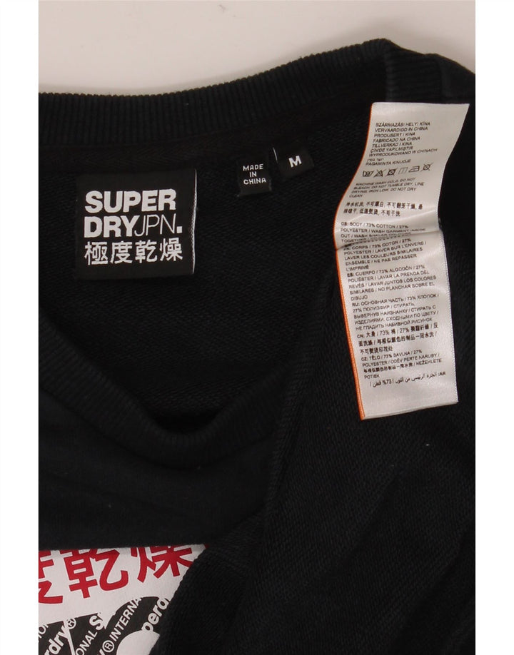 Superdry moletom gráfico masculino jumper médio preto colorblock algodão