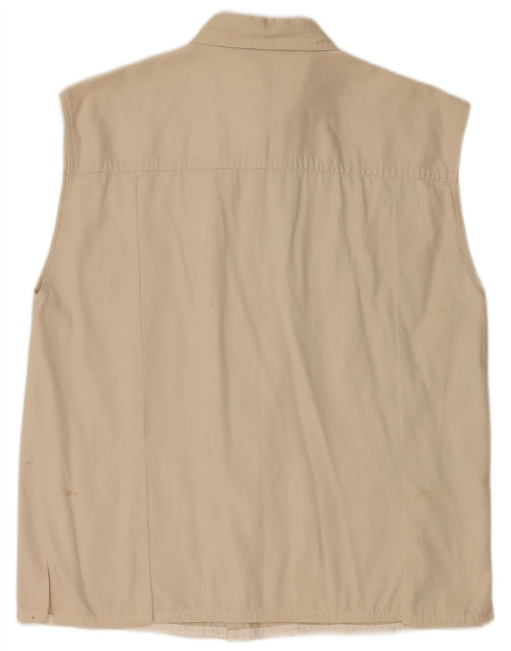 JOHN F GEE Camisa masculina sem mangas médio bege
