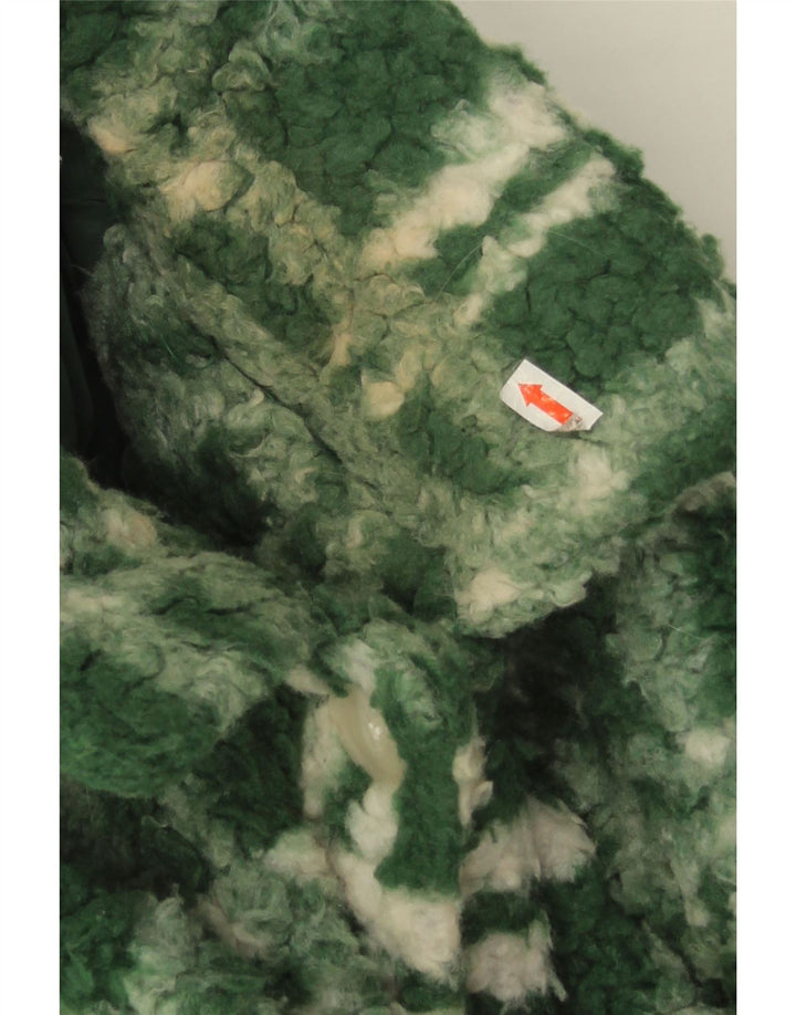 Zara Womens Oversized Fleece Jacket UK 14 Grande Poliéster Verde Check