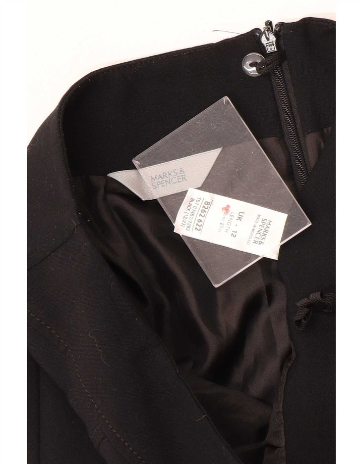 Saia reta feminina Marks & Spencer Reino Unido 12 médio W30 poliéster preto