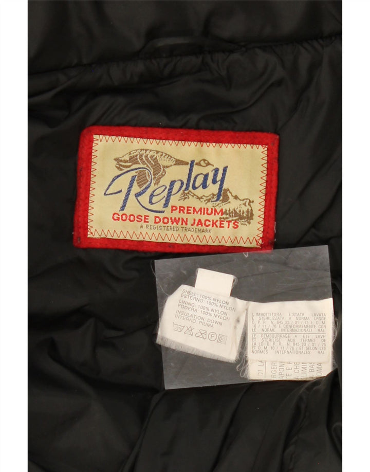 REPLAY Mens Loose Fit Hooded Padded Jacket UK 42 XL Black Nylon Vintage Replay and Second-Hand Replay from Messina Hembry 