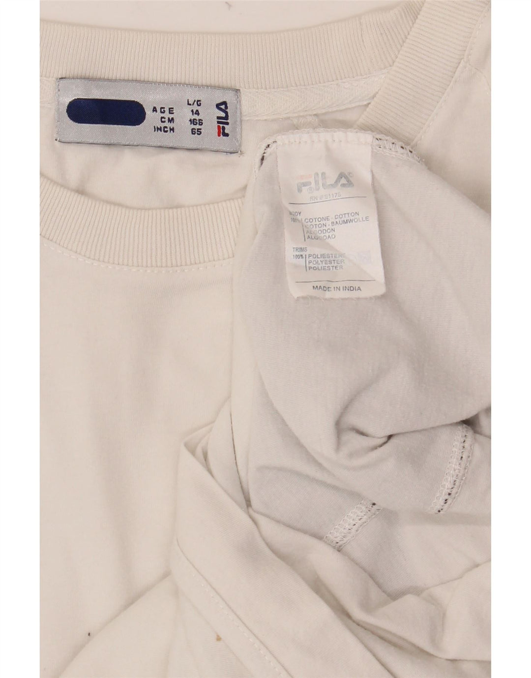 Camiseta masculina FILA 13-14 anos branco algodão colorblock