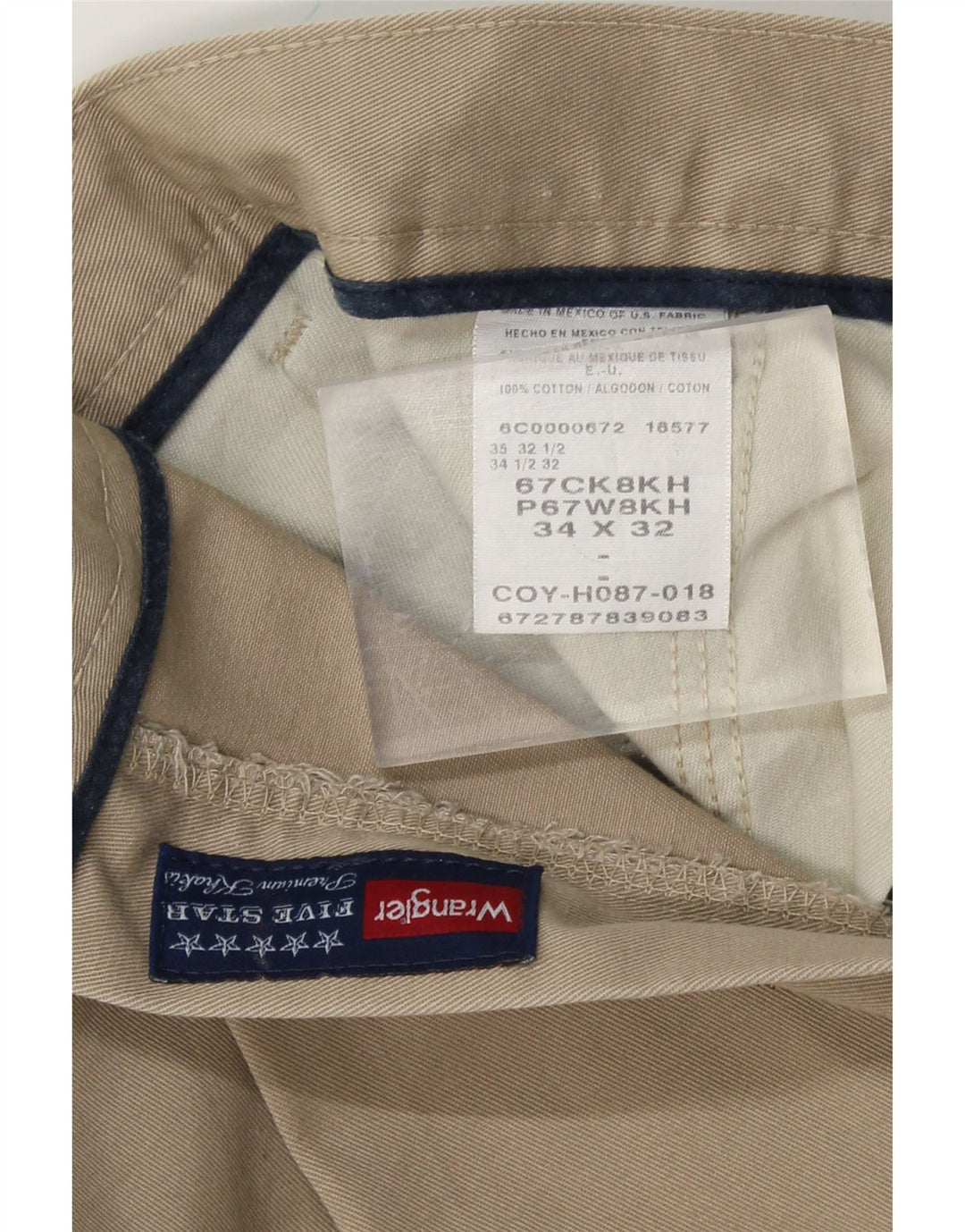 WRANGLER Womens Pegged Chino Trousers W34 L32 Beige Cotton Vintage Wrangler and Second-Hand Wrangler from Messina Hembry 