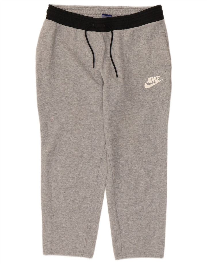 Calça de treino Nike masculina Capri pequena cinza colorblock algodão