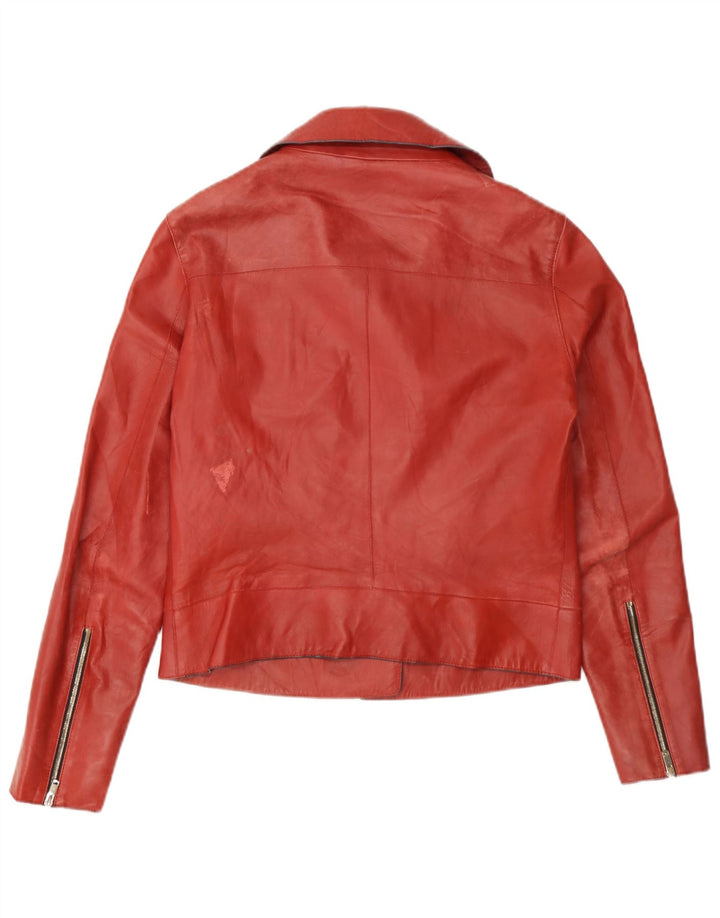 Jaqueta masculina de couro para motociclista Massimo Dutti Reino Unido 36 couro vermelho pequeno