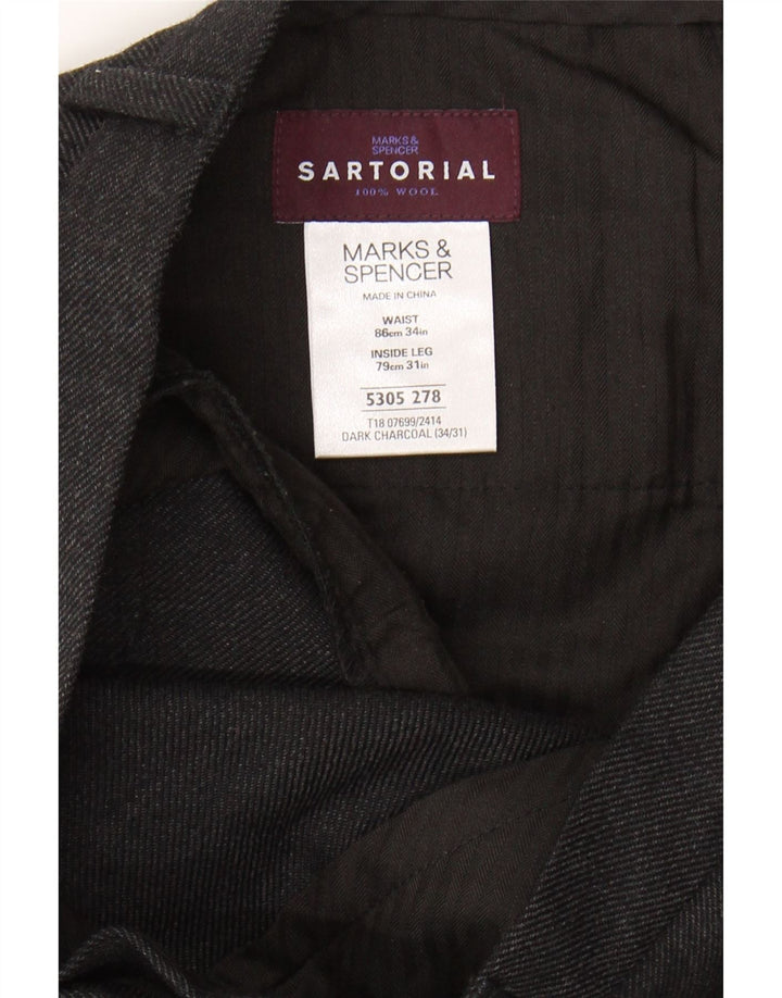 Calça masculina slim da MARKS & SPENCER W34 L31 lã cinza