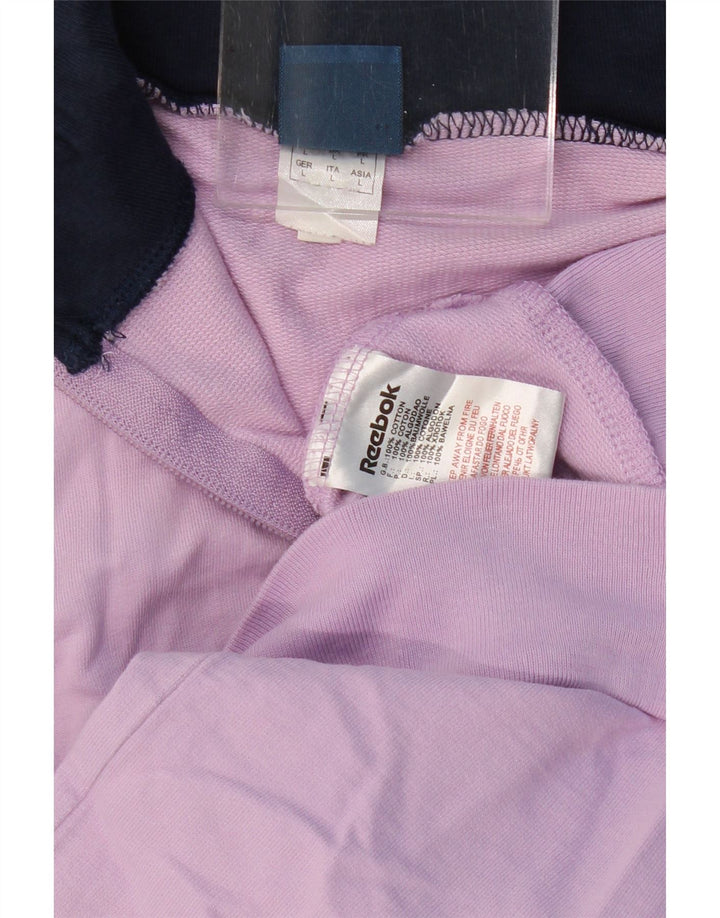 REEBOK Womens Tracksuit Top Jacket UK 14 Grande Algodão Roxo